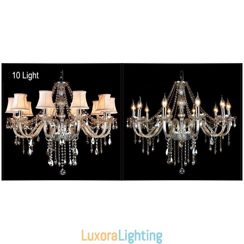 Designer Touch Decorative Cognac Colour Candle Large K9 Crystal Chandelier with Shades