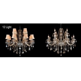 Designer Touch Decorative Cognac Colour Candle Large K9 Crystal Chandelier with Shades