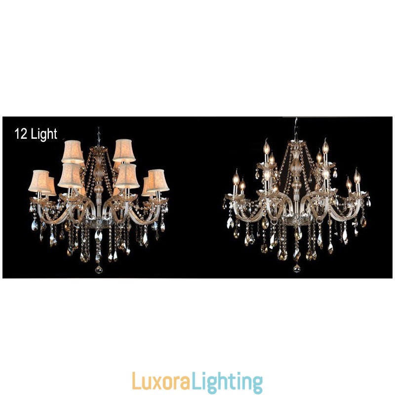 Designer Touch Decorative Cognac Colour Candle Large K9 Crystal Chandelier with Shades