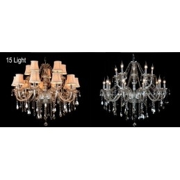 Designer Touch Decorative Cognac Colour Candle Large K9 Crystal Chandelier with Shades