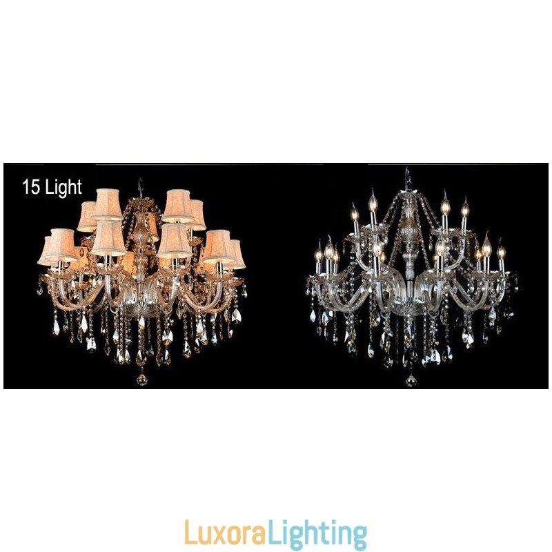 Designer Touch Decorative Cognac Colour Candle Large K9 Crystal Chandelier with Shades