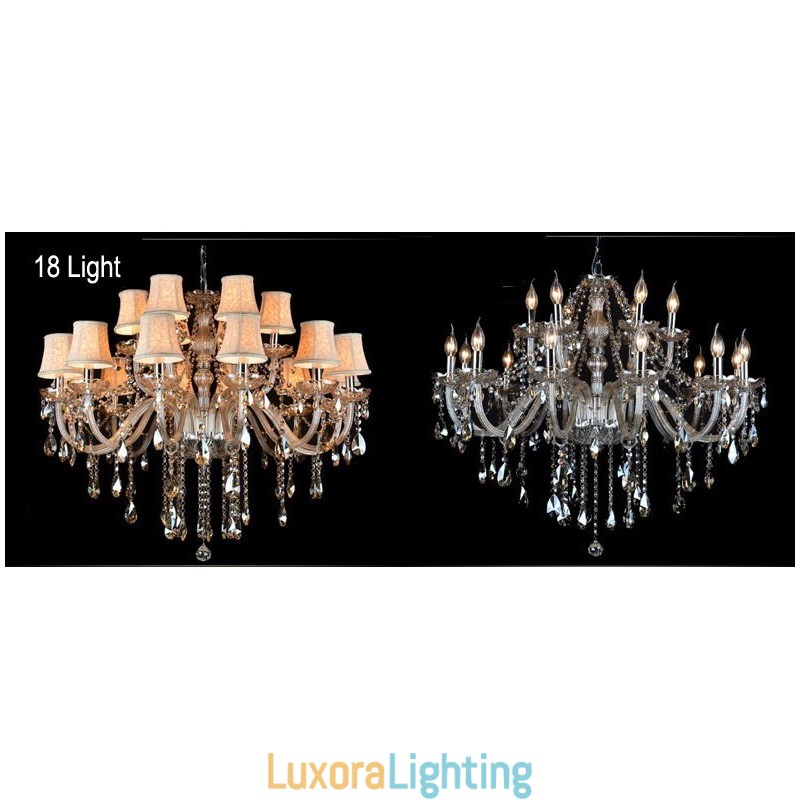 Designer Touch Decorative Cognac Colour Candle Large K9 Crystal Chandelier with Shades