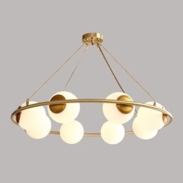 Designer Touch Decorative Pure Brass Bean Style Rustic Lodge Round Chandelier with White Shades