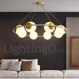 Designer Touch Decorative Pure Brass Bean Style Rustic Lodge Round Chandelier with White Shades