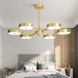 Designer Touch Decorative Pure Brass Rustic Lodge Rotatable Chandelier with Acrylic Shades