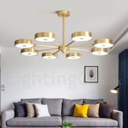 Designer Touch Decorative Pure Brass Rustic Lodge Rotatable Chandelier with Acrylic Shades