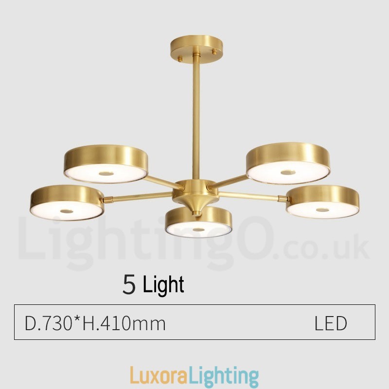 Designer Touch Decorative Pure Brass Rustic Lodge Rotatable Chandelier with Acrylic Shades