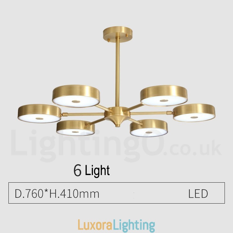 Designer Touch Decorative Pure Brass Rustic Lodge Rotatable Chandelier with Acrylic Shades