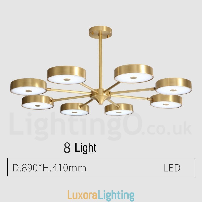 Designer Touch Decorative Pure Brass Rustic Lodge Rotatable Chandelier with Acrylic Shades