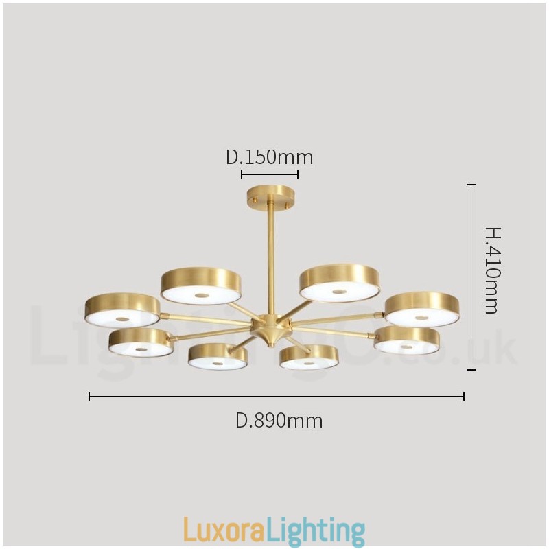 Designer Touch Decorative Pure Brass Rustic Lodge Rotatable Chandelier with Acrylic Shades