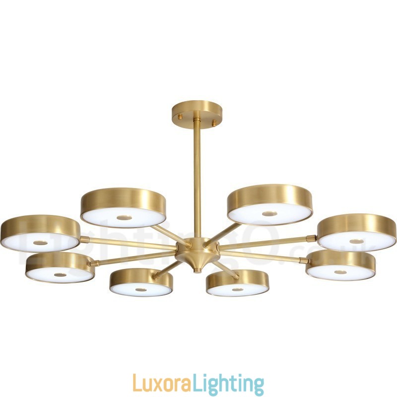 Designer Touch Decorative Pure Brass Rustic Lodge Rotatable Chandelier with Acrylic Shades