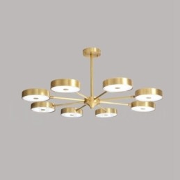 Designer Touch Decorative Pure Brass Rustic Lodge Rotatable Chandelier with Acrylic Shades