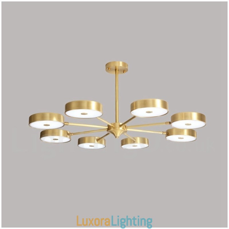 Designer Touch Decorative Pure Brass Rustic Lodge Rotatable Chandelier with Acrylic Shades