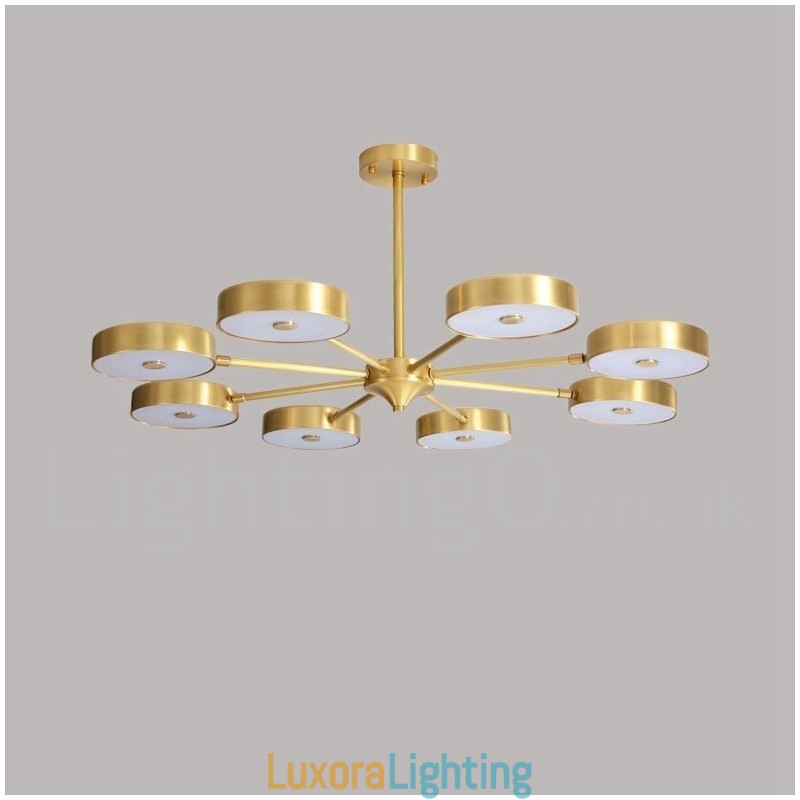 Designer Touch Decorative Pure Brass Rustic Lodge Rotatable Chandelier with Acrylic Shades