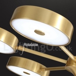 Designer Touch Decorative Pure Brass Rustic Lodge Rotatable Chandelier with Acrylic Shades