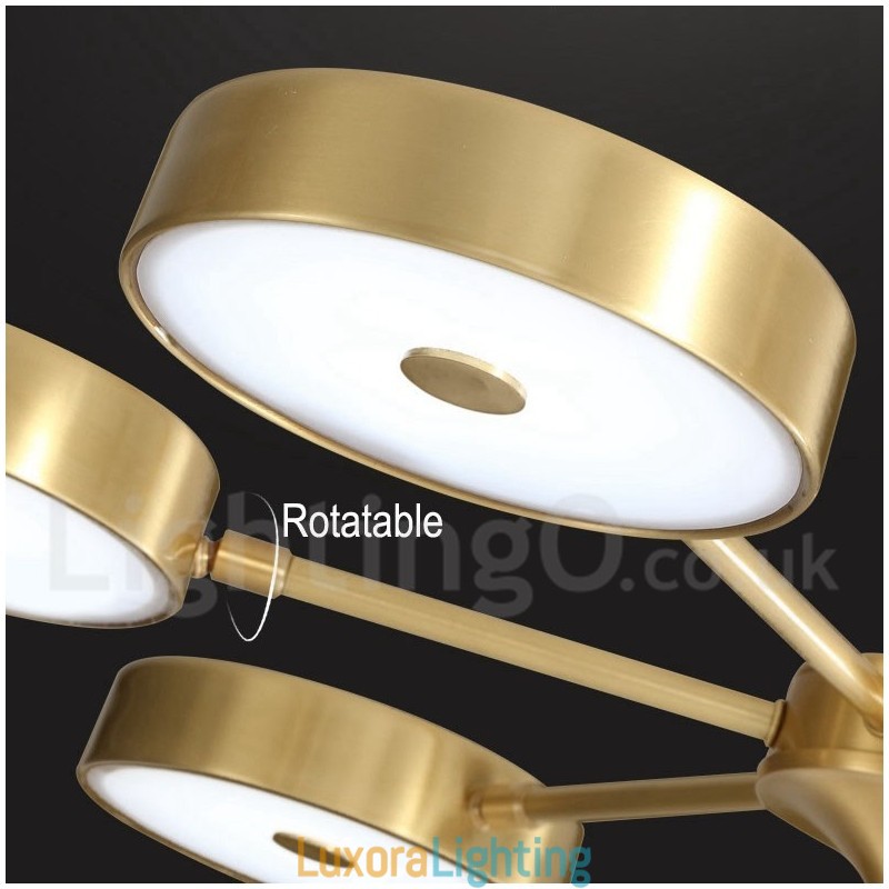 Designer Touch Decorative Pure Brass Rustic Lodge Rotatable Chandelier with Acrylic Shades