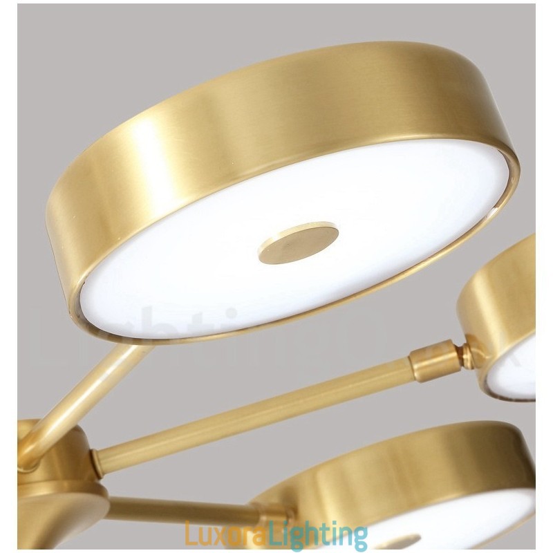 Designer Touch Decorative Pure Brass Rustic Lodge Rotatable Chandelier with Acrylic Shades