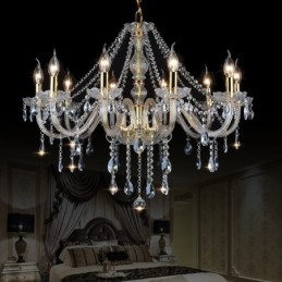 Designer Touch Decorative Gold Colour Candle Large K9 Crystal Chandelier with Shades