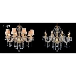 Designer Touch Decorative Gold Colour Candle Large K9 Crystal Chandelier with Shades