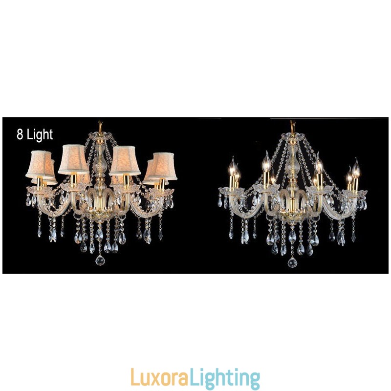 Designer Touch Decorative Gold Colour Candle Large K9 Crystal Chandelier with Shades