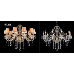 Designer Touch Decorative Gold Colour Candle Large K9 Crystal Chandelier with Shades
