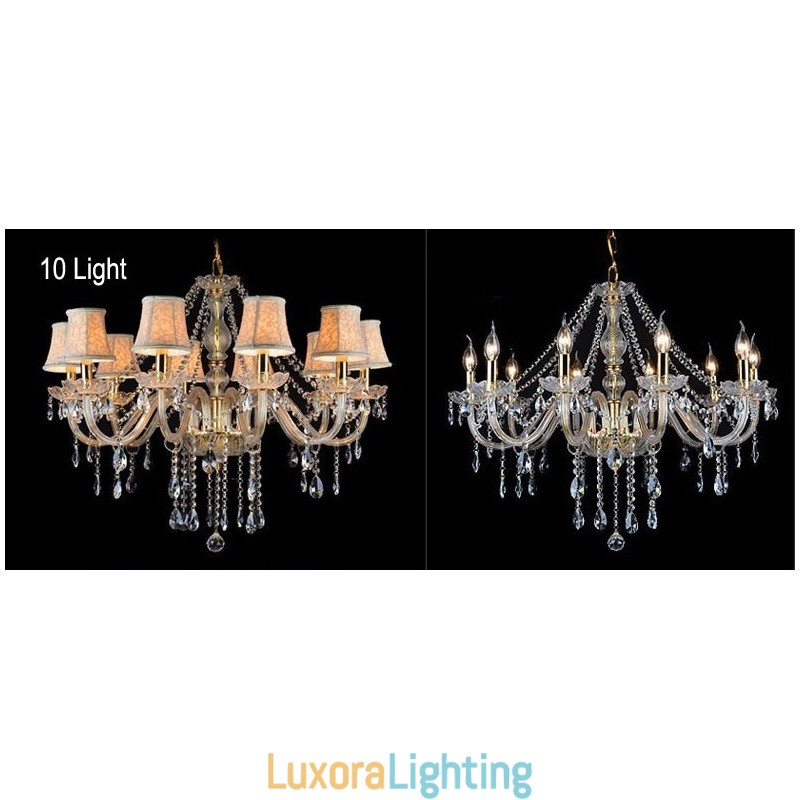 Designer Touch Decorative Gold Colour Candle Large K9 Crystal Chandelier with Shades