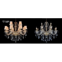 Designer Touch Decorative Gold Colour Candle Large K9 Crystal Chandelier with Shades