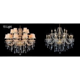 Designer Touch Decorative Gold Colour Candle Large K9 Crystal Chandelier with Shades