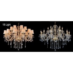 Designer Touch Decorative Gold Colour Candle Large K9 Crystal Chandelier with Shades