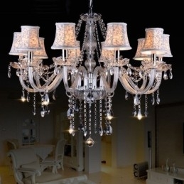 Designer Touch Decorative Clear Candle Large K9 Crystal Chandelier with Shades