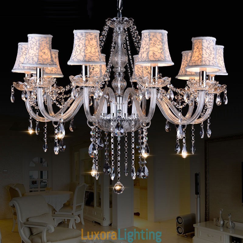 Designer Touch Decorative Clear Candle Large K9 Crystal Chandelier with Shades