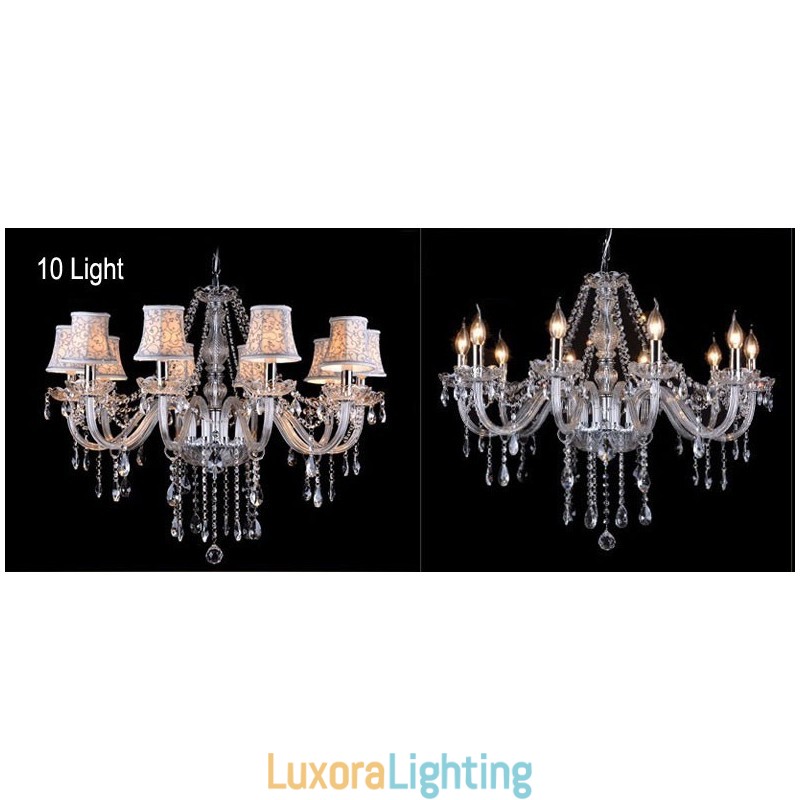 Designer Touch Decorative Clear Candle Large K9 Crystal Chandelier with Shades
