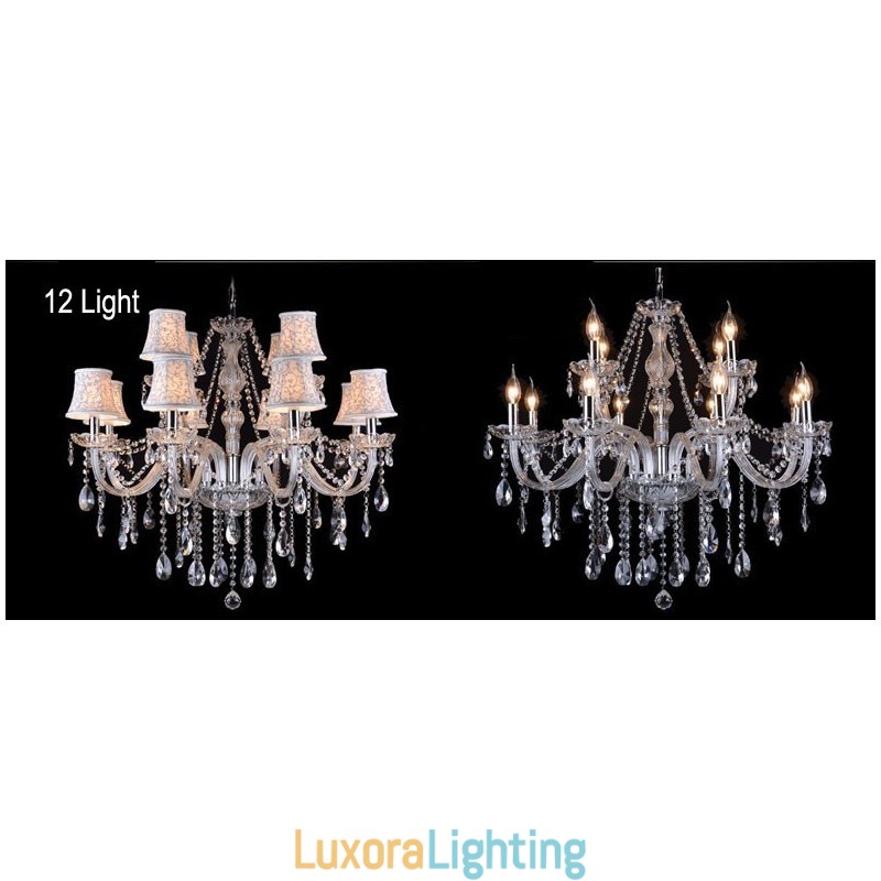 Designer Touch Decorative Clear Candle Large K9 Crystal Chandelier with Shades