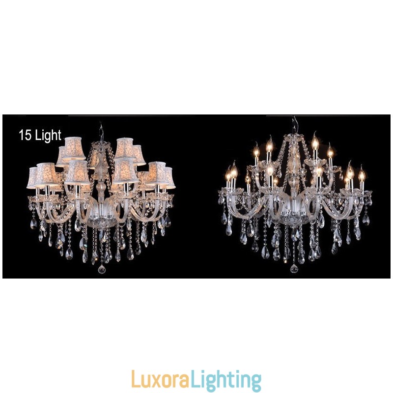 Designer Touch Decorative Clear Candle Large K9 Crystal Chandelier with Shades