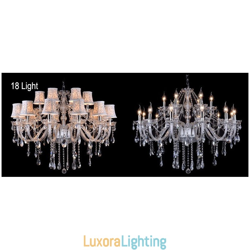 Designer Touch Decorative Clear Candle Large K9 Crystal Chandelier with Shades