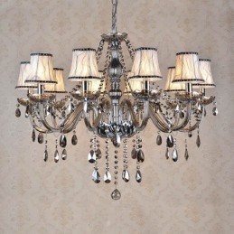 Designer Touch Decorative Grey Colour Candle Large K9 Crystal Chandelier with Shades