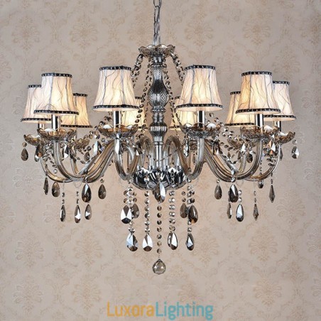 Designer Touch Decorative Grey Colour Candle Large K9 Crystal Chandelier with Shades