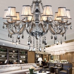 Designer Touch Decorative Grey Colour Candle Large K9 Crystal Chandelier with Shades