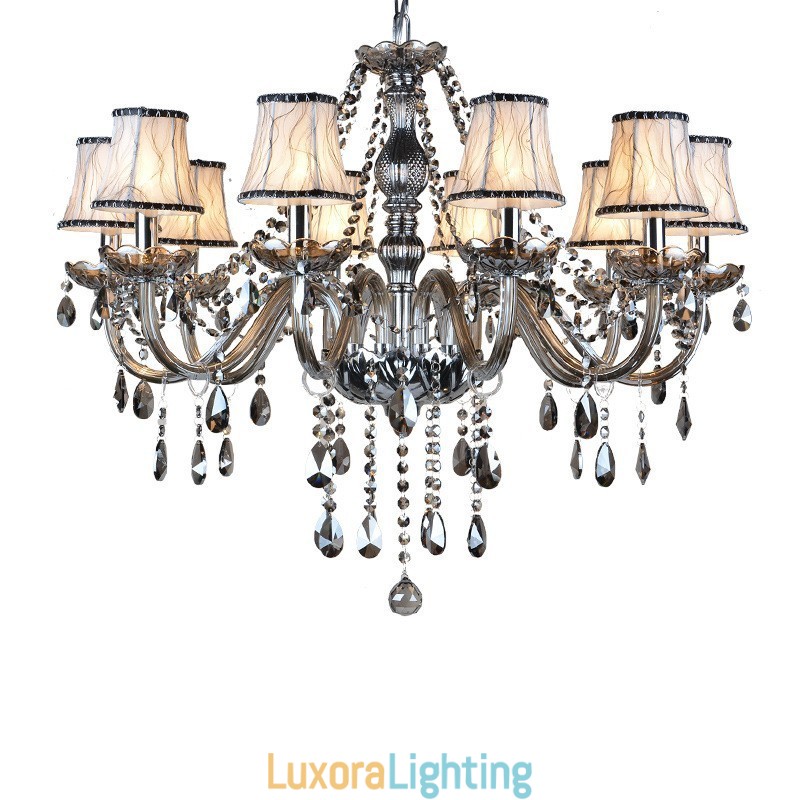 Designer Touch Decorative Grey Colour Candle Large K9 Crystal Chandelier with Shades