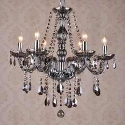 Designer Touch Decorative Grey Colour Candle Large K9 Crystal Chandelier with Shades