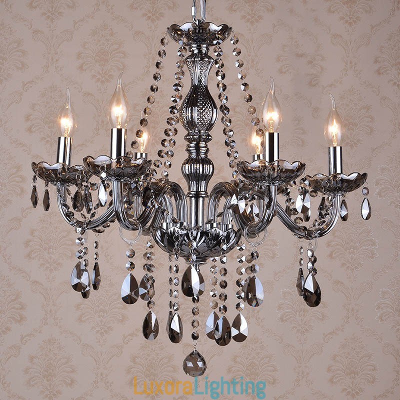 Designer Touch Decorative Grey Colour Candle Large K9 Crystal Chandelier with Shades