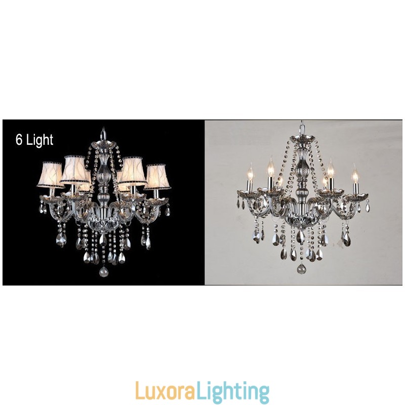 Designer Touch Decorative Grey Colour Candle Large K9 Crystal Chandelier with Shades