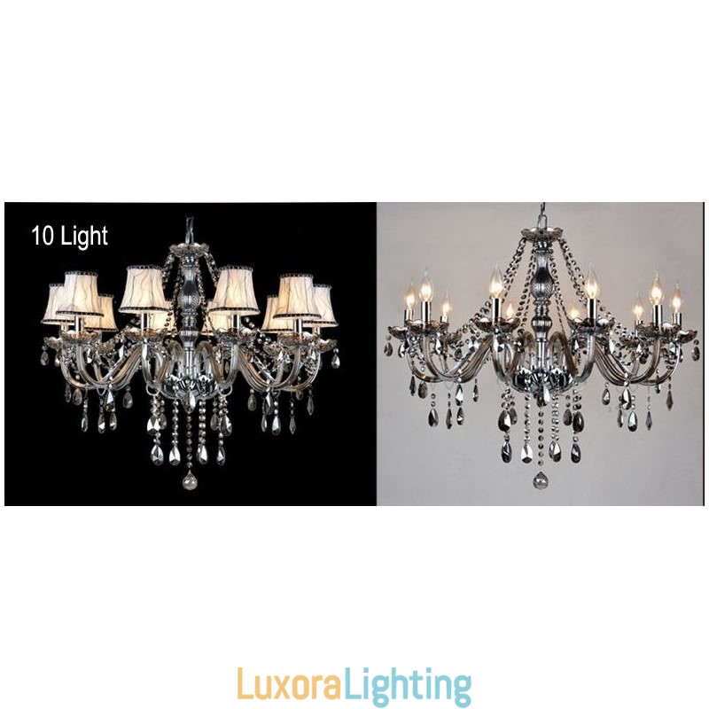 Designer Touch Decorative Grey Colour Candle Large K9 Crystal Chandelier with Shades