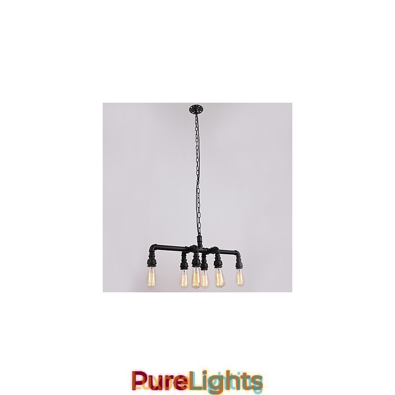 Designer Touch Decorative Water Pipe Retro Plating 6Light Painting Pendant