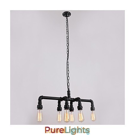 Designer Touch Decorative Water Pipe Retro Plating 6Light Painting Pendant