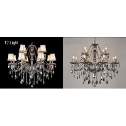 Designer Touch Decorative Grey Colour Candle Large K9 Crystal Chandelier with Shades
