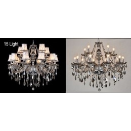 Designer Touch Decorative Grey Colour Candle Large K9 Crystal Chandelier with Shades
