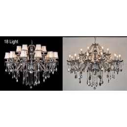 Designer Touch Decorative Grey Colour Candle Large K9 Crystal Chandelier with Shades