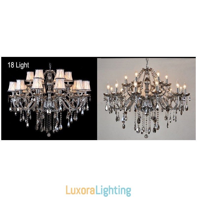 Designer Touch Decorative Grey Colour Candle Large K9 Crystal Chandelier with Shades