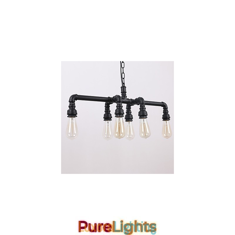 Designer Touch Decorative Water Pipe Retro Plating 6Light Painting Pendant